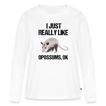 Point culminant de l’opossum naturellement élégant - T-shirt manches longues Premium bio Femme - blanc - Devant - Julia (174cm)