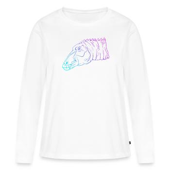 Cadeau d’Art de géométrie Dino néon - T-shirt manches longues Premium bio Femme - blanc - Devant - Julia (174cm)