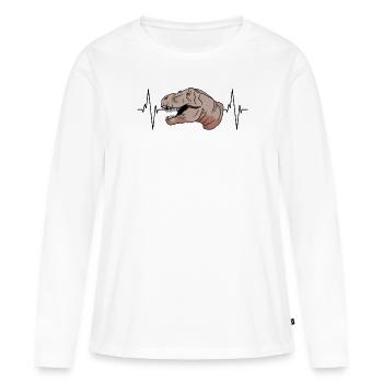 T-Rex Herzschlag Urzeit Geschenk - Frauen Premium Bio Langarmshirt - Weiß - Vorne - Julia (174cm)