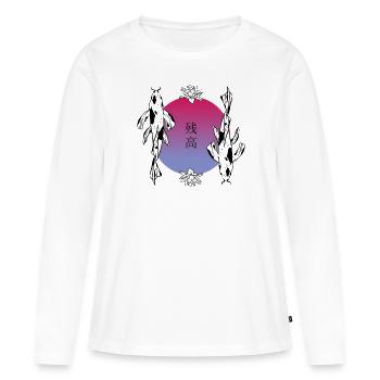 Koi Duo Harmony Feng Shui Zen - T-shirt manches longues Premium bio Femme - blanc - Devant - Julia (174cm)