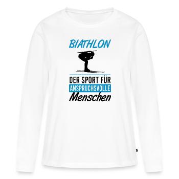 Biathlon – Défi et précision - T-shirt manches longues Premium bio Femme - blanc - Devant - Julia (174cm)