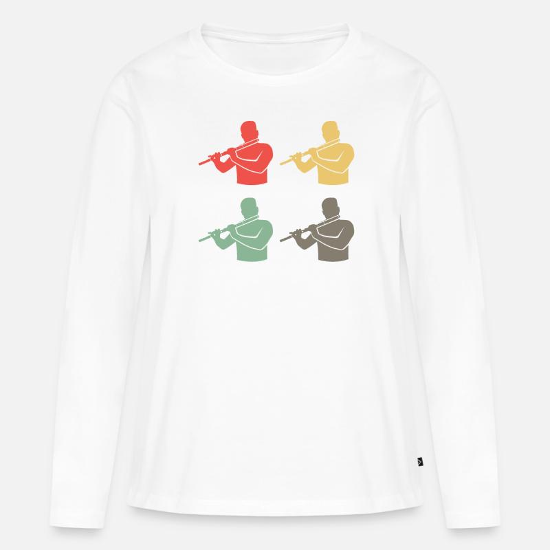 Querflöten Ensemble Bunte Harmonie - Frauen Premium Bio Langarmshirt - Weiß
