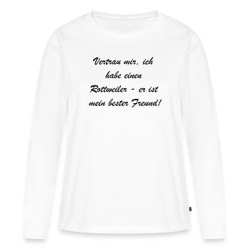 Cadeau Rotti familier - T-shirt manches longues Premium bio Femme - blanc - Devant - Julia (174cm)