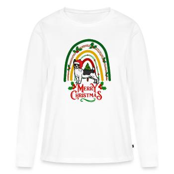 Teddy Roosevelt Terrier Noël - T-shirt manches longues Premium bio Femme - blanc - Devant - Julia (174cm)