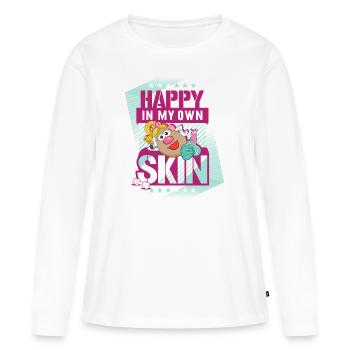 Mrs. Potato Head Happy in my Own Skin - T-shirt manches longues Premium bio Femme - blanc - Devant - Julia (174cm)