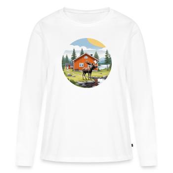 Nature Life Sweden Logo Moose Blog House Nature - Women's Premium Organic Long Sleeve Shirt - white - Front - Julia (174cm)