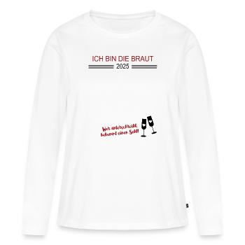 Ich bin die Braut 2025 Junggesellinnenabschied - Frauen Premium Bio Langarmshirt - Weiß - Vorne - Julia (174cm)