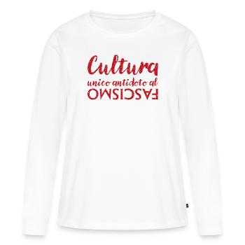 La culture est le seul antidote au fascisme - T-shirt manches longues Premium bio Femme - blanc - Devant - Julia (174cm)