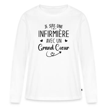 Ich bin eine Krankenschwester mit einem großen Herzen - Frauen Premium Bio Langarmshirt - Weiß - Vorne - Julia (174cm)