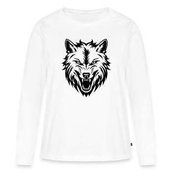 Wolf Kopf - Frauen Premium Bio Langarmshirt - Weiß - Vorne - Julia (174cm)