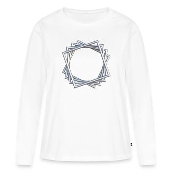 Gedrehte Rahmen Silber - Frauen Premium Bio Langarmshirt - Weiß - Vorne - Julia (174cm)