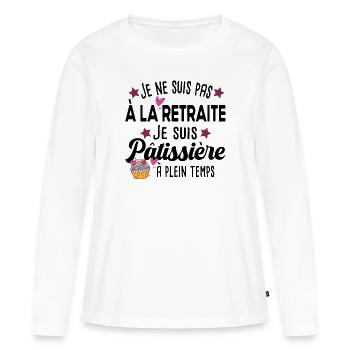 Pâtissière Pâtisserie Pâtisseries Métier Humour - T-shirt manches longues Premium bio Femme - blanc - Devant - Julia (174cm)