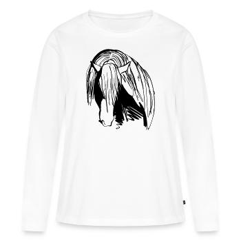 Pferdekopf - Frauen Premium Bio Langarmshirt - Weiß - Vorne - Julia (174cm)