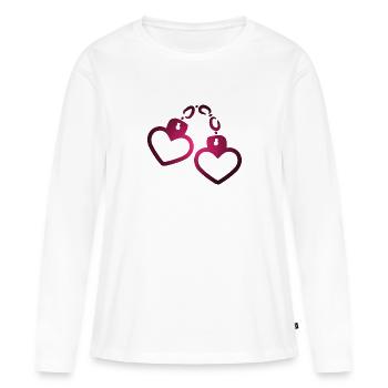 Coeur de menottes - T-shirt manches longues Premium bio Femme - blanc - Devant - Julia (174cm)