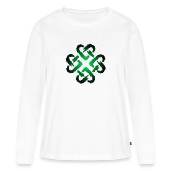 Noeud celtique coeur infini symbole sans fin - T-shirt manches longues Premium bio Femme - blanc - Devant - Julia (174cm)