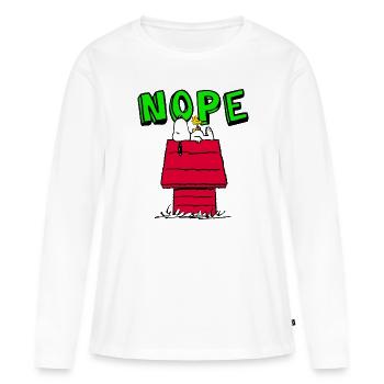 Peanuts Snoopy Nope Nö Lustig - Frauen Premium Bio Langarmshirt - Weiß - Vorne - Julia (174cm)