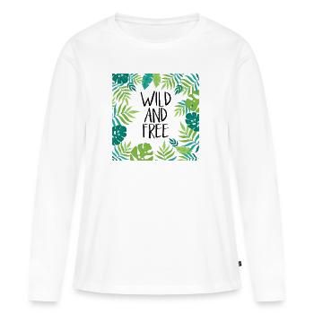 Sauvage et gratuit - T-shirt manches longues Premium bio Femme - blanc - Devant - Julia (174cm)