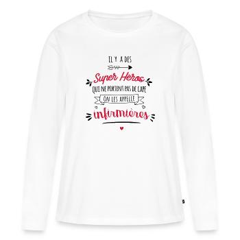 Super Held Krankenschwester - Frauen Premium Bio Langarmshirt - Weiß - Vorne - Julia (174cm)