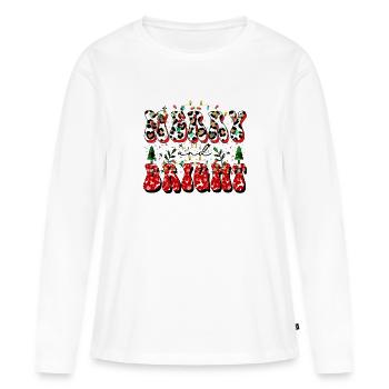 Merry and Bright, Holly Jolly Vibes, Christmas - Women's Premium Organic Long Sleeve Shirt - white - Front - Julia (174cm)