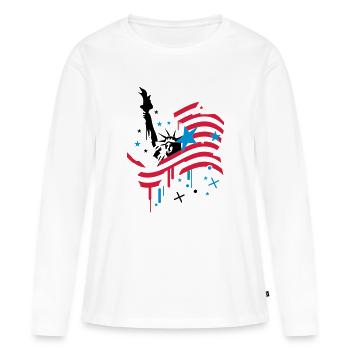 amerikanische Flagge und Freiheitsstatue - Frauen Premium Bio Langarmshirt - Weiß - Vorne - Julia (174cm)