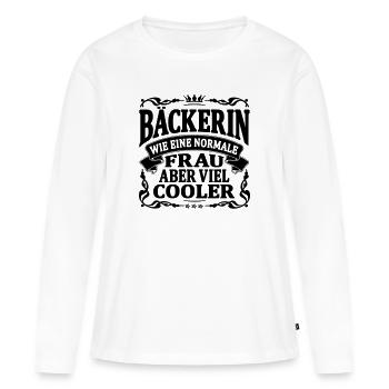bäckerin aber viel cooler - Frauen Premium Bio Langarmshirt - Weiß - Vorne - Julia (174cm)