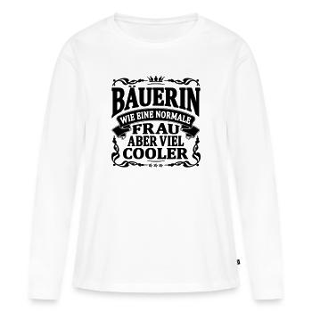 bäuerin aber viel cooler - Frauen Premium Bio Langarmshirt - Weiß - Vorne - Julia (174cm)