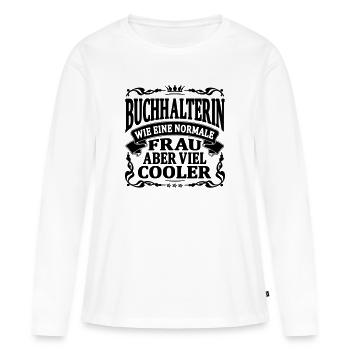buchhalterin aber viel cooler - Frauen Premium Bio Langarmshirt - Weiß - Vorne - Julia (174cm)