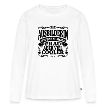ausbilderin aber viel cooler - Frauen Premium Bio Langarmshirt - Weiß - Vorne - Julia (174cm)