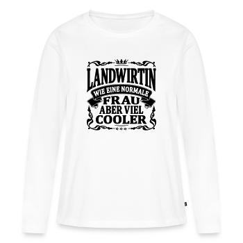 landwirtin aber viel cooler - Frauen Premium Bio Langarmshirt - Weiß - Vorne - Julia (174cm)