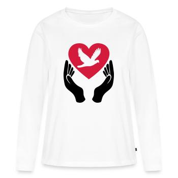 Colombe de la Paix - Amour - Pacifiste - T-shirt manches longues Premium bio Femme - blanc - Devant - Julia (174cm)