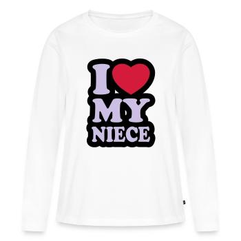 I love my niece - J'aime ma nièce - T-shirt manches longues Premium bio Femme - blanc - Devant - Julia (174cm)