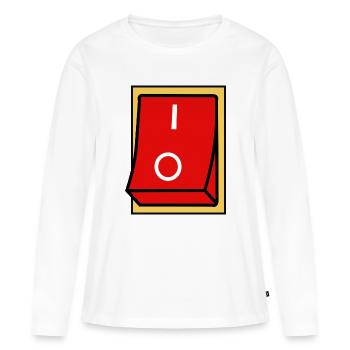 COMMUTATEUR ON - OFF - T-shirt manches longues Premium bio Femme - blanc - Devant - Julia (174cm)