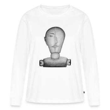 Mannequin dessiné - T-shirt manches longues Premium bio Femme - blanc - Devant - Julia (174cm)