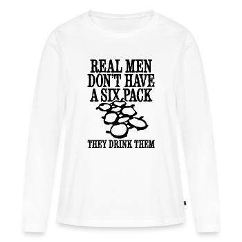 Drôle de bière vrais hommes six-pack de bière ventre père - T-shirt manches longues Premium bio Femme - blanc - Devant - Julia (174cm)