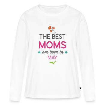 Die besten Mütter werden im Mai geboren - Frauen Premium Bio Langarmshirt - Weiß - Vorne - Julia (174cm)