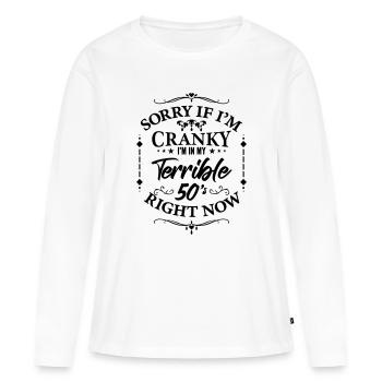 Terrible 50s - humor about menopause - Women's Premium Organic Long Sleeve Shirt - white - Front - Julia (174cm)