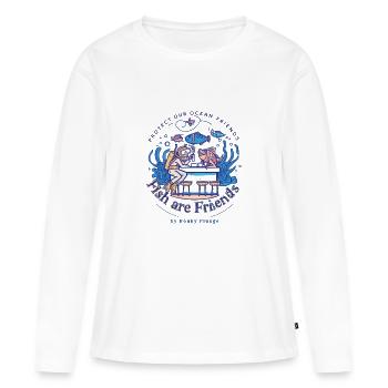 Fische sind Freunde - Frauen Premium Bio Langarmshirt - Weiß - Vorne - Julia (174cm)