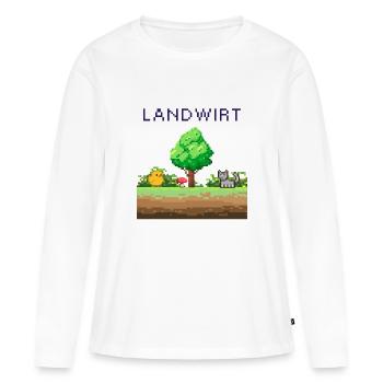 Farmer Pixel World Scène rurale - T-shirt manches longues Premium bio Femme - blanc - Devant - Julia (174cm)
