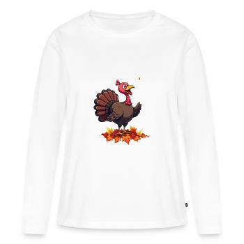 Thanksgiving Drôle Dinde de Thanksgiving - T-shirt manches longues Premium bio Femme - blanc - Devant - Julia (174cm)