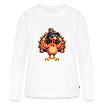 Thanksgiving Drôle Dinde de Thanksgiving - T-shirt manches longues Premium bio Femme - blanc - Devant - Julia (174cm)