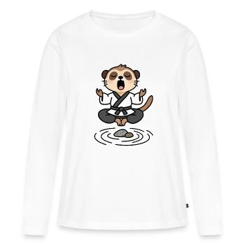 Meerkat in a Meditative Zen Kimono - Women's Premium Organic Long Sleeve Shirt - white - Front - Julia (174cm)