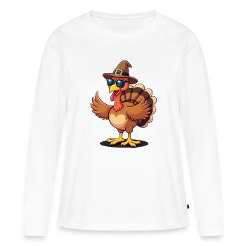 Thanksgiving Drôle Dinde de Thanksgiving - T-shirt manches longues Premium bio Femme - blanc - Devant - Julia (174cm)