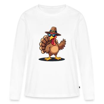 Thanksgiving Drôle Dinde de Thanksgiving - T-shirt manches longues Premium bio Femme - blanc - Devant - Julia (174cm)