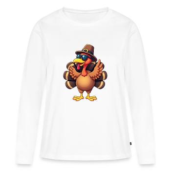 Thanksgiving Drôle Dinde de Thanksgiving - T-shirt manches longues Premium bio Femme - blanc - Devant - Julia (174cm)