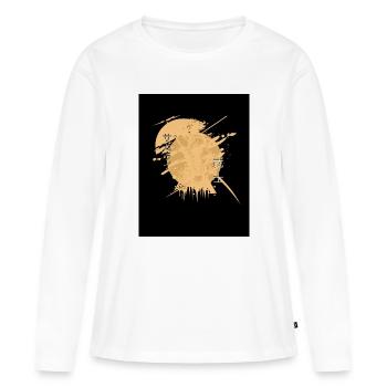 Samouraï Cheval Splatter Noir - T-shirt manches longues Premium bio Femme - blanc - Devant - Julia (174cm)