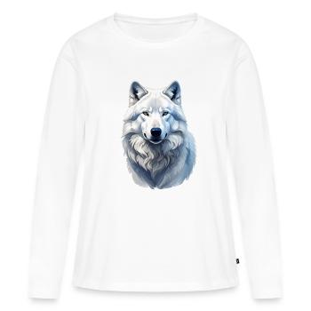 Loup arctique - T-shirt manches longues Premium bio Femme - blanc - Devant - Julia (174cm)