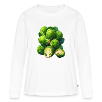 choux de Bruxelles - T-shirt manches longues Premium bio Femme - blanc - Devant - Julia (174cm)