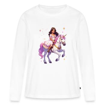 Princesse sur une licorne - T-shirt manches longues Premium bio Femme - blanc - Devant - Julia (174cm)