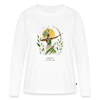oxóssi - T-shirt manches longues Premium bio Femme - blanc - Devant - Julia (174cm)