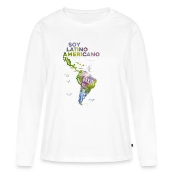 Carte Soy Latino Americano - T-shirt manches longues Premium bio Femme - blanc - Devant - Julia (174cm)